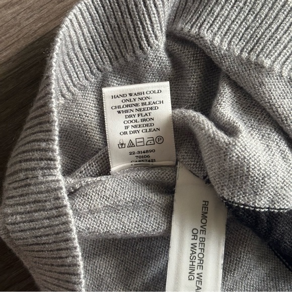 Ann Taylor Black & Grey Striped Cowl Neck Wool Sweater - Picture 11 of 13